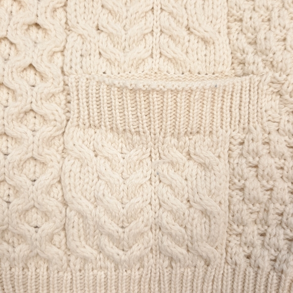 Vintage Celtic & Co Men's Irish Cream Cable Aran Merino Wool Cardigan Size Large - Picture 5 of 12